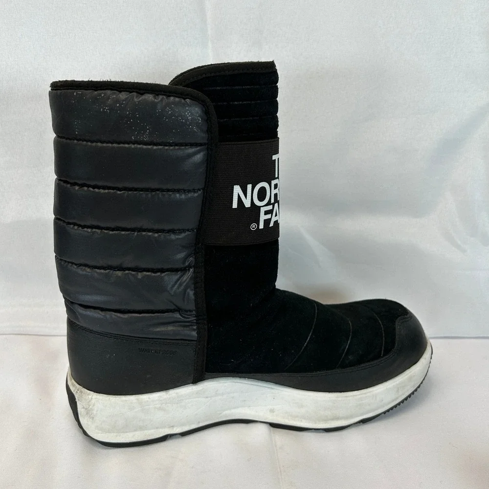 The North Face Nuptse Puffer Winter Boot Black White Waterproof Logo Strap 11